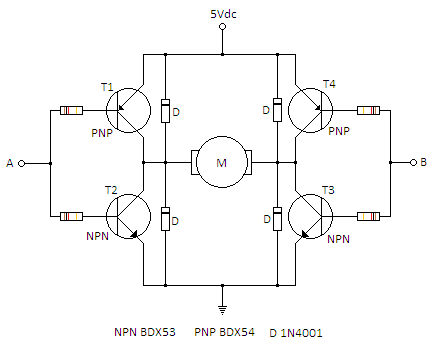 Schema del ponte ad H con Transistors